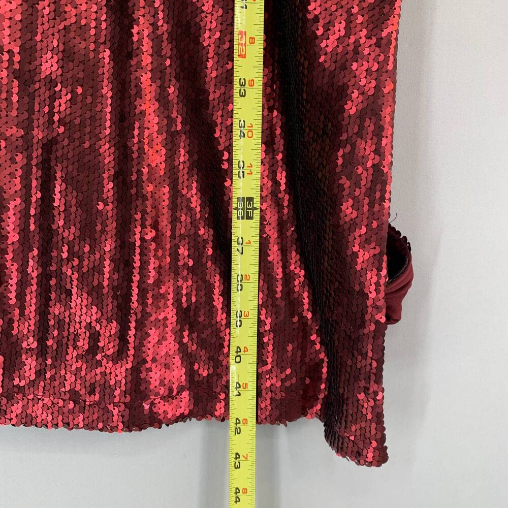 Anthology Sequin Dress Plus 18 Red V Neck Sleeveless Party Cocktail Metallic - Picture 6 of 9